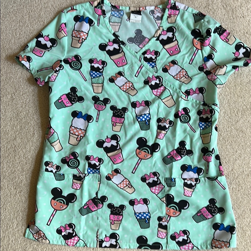Disney Mint Green Character Scrub Top